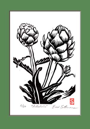 Artichoke Woodcut Print by Eric Stevens