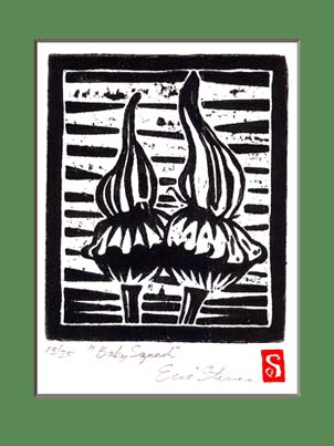 Squash Blossoms Woodcut Print by Eric Stevens