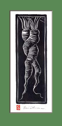 Carrots Woodcut Print by Eric Stevens